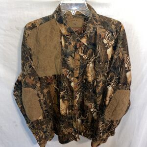 North River Men’s Camo Shirt Size 2XL Brown Camoflage Outdoors Elbow Patch Hunt
